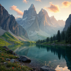Majestic Alpine Peaks at Dawn
