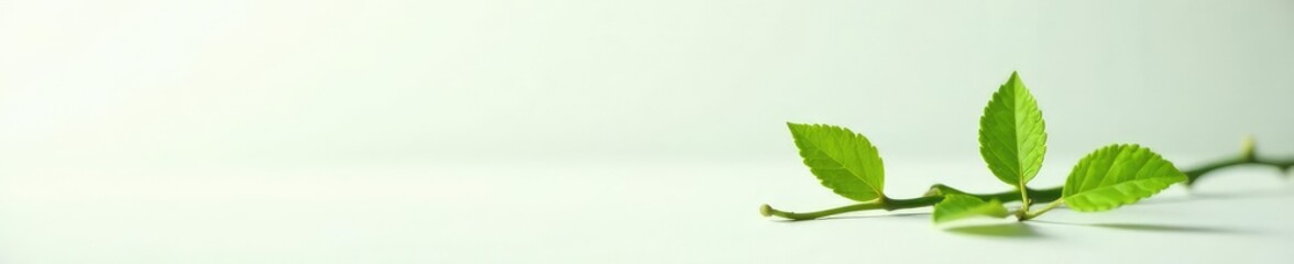 Fototapeta premium Focused green plant stem against a crisp white surface, botanical, flora