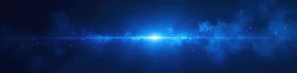 Fototapeta premium Bright streak of blue light in a dark atmosphere, atmospheric phenomenon, ray