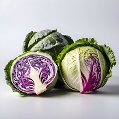 Obraz premium Fresh Red and Green Cabbages