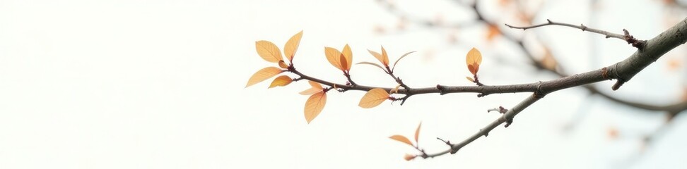 Single branch isolated on a white background with a soft focus, peaceful, tree