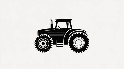 Obraz premium Silhouetted farm tractor side view