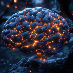 Illuminated Mind: A 3D Render of the Human Brain's Neural Pathways