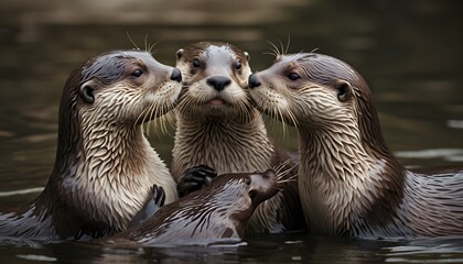 Otter Family Affection