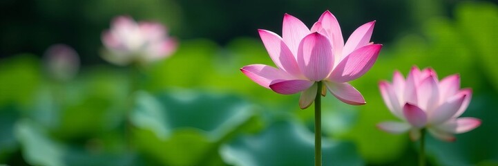 Botanical garden with beautiful lotus pink isolate white flowers, nature, lotus, isolate