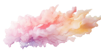 Fototapeta premium A vibrant abstract cloud of soft pink and orange hues floating against a white background.