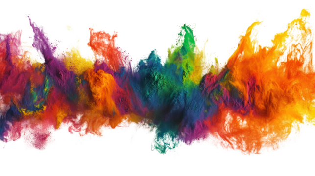 Colorful smoke or powder explosion on a black background creating a vibrant artistic effect.