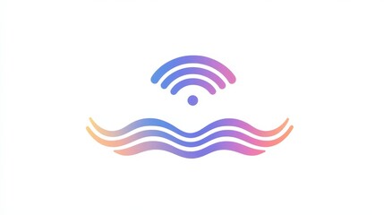 Obraz premium Wi-Fi Waves: A stylized representation of the Internet's reach, with colorful waves and a Wi-Fi symbol that evokes a sense of connectivity and modern technology. 