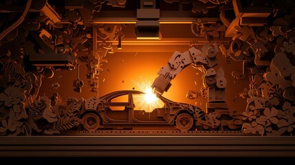 Obraz premium Car Dismantling Process with Tools and Equipment in a Workshop Setting