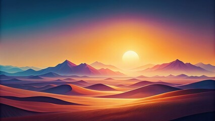 Obraz premium Minimalist Line Art Desert Landscape: Elegant Background with Copy Space