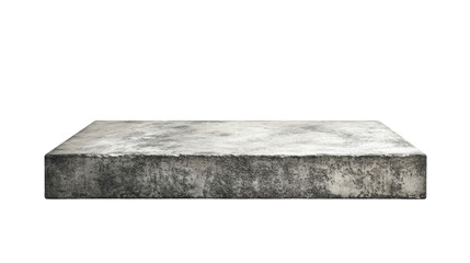 Textured concrete slab with a rugged surface, ideal for showcasing products or designs, isolated on a white background.