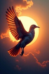 Fototapeta premium Delicate wings spread in flight silhouette , silhouette, nature, wings