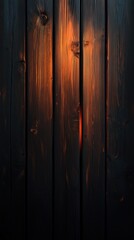 Naklejka premium Dark Wooden Texture Background: Glowing Sunset Through Planks