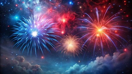 Naklejka premium Minimalist Nebula Illustration: Fourth of July Cosmic Celebration