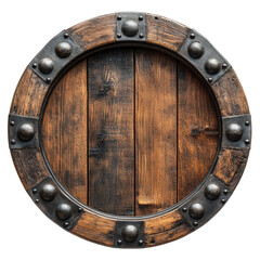 Fototapeta premium A wooden circle with metal studs on it