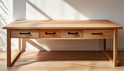 simple and functional wooden desk featuring two drawers ideal for a productive workspace