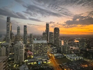 Fototapeta premium Australia's Gold Coast Queensland skyline evening