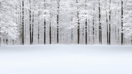 Obraz premium serene winter landscape with frost covered trees and snowy ground