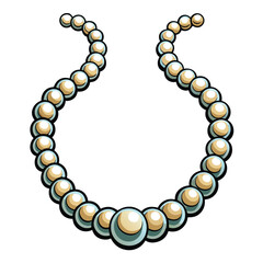 Create a minimalist vector illustration of a pearl necklace, showcasing smooth, elegant pearls on a simple, thin chain.  Focus on clean lines and a sophisticated aesthetic.