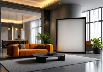Sleek Minimalist Living Room with Empty Wall
