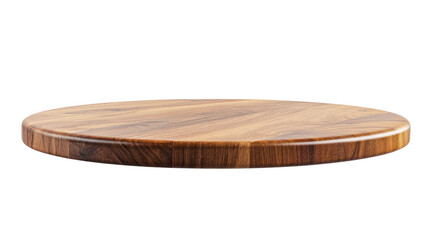 Round wooden cutting board with a smooth surface, perfect for kitchen use and food preparation.