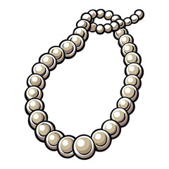 Draw a minimalist vector illustration of a woman's neck adorned with a simple pearl necklace.  Focus on clean lines and elegant simplicity.