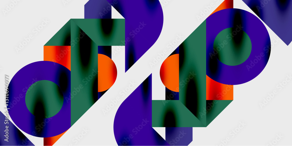 Poster Modern abstract background featuring circles, lines, and triangles in a dynamic geometric composition. Perfect for stylish, tech, or creative-themed designs