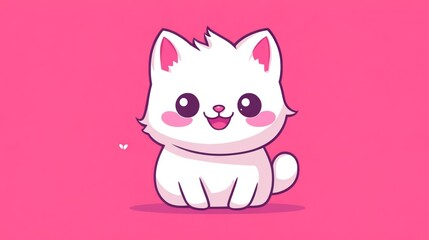 Obraz premium A cute cartoon illustration depicting an adorable smiling kitten