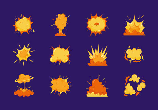 Yellow and Orange Explosion Effects Set