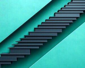 Teal Wall Ascent: Modern Staircase.