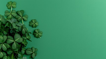 St  Patrick s Day Background  Green Shamrocks  Irish Holiday  Copy Space  Festive Design
