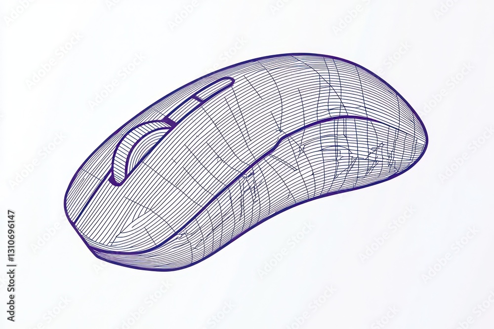 Fototapete Sleek and minimalist 3D glyph computer mouse for tech visuals.