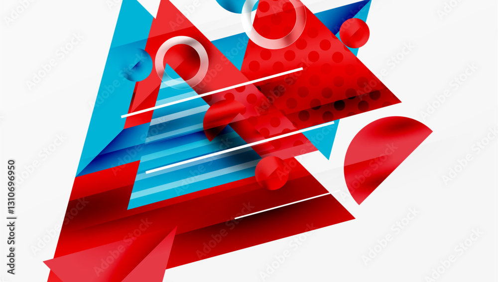 Poster Sleek abstract background - layered triangles with vibrant gradient tones. Semi-transparent shapes add depth and contemporary aesthetic