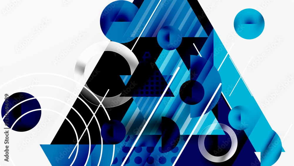 Poster Modern geometric background - overlapping triangles with smooth gradients and semi-transparency
