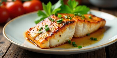 Grilled fish fillet on a plate , plate, seafood flat icons, fish icon