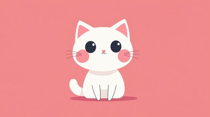 Fototapeta premium A cute cartoon cat sitting in front of a pink background