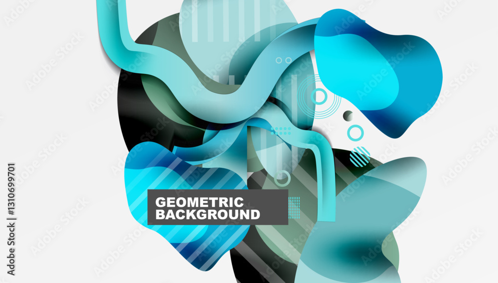 Poster abstract liquid shapes and lines background