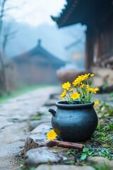 A fusion of traditional village life with modern tech tools