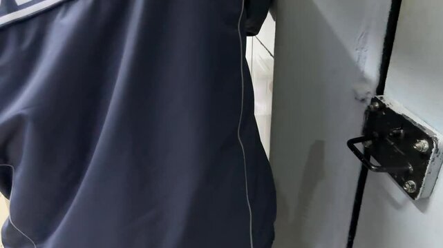 Arrest of a man with handcuffs. Police. Consequence. Pre-trial detention center.