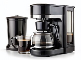 Modern Black Coffee Maker Set Collection - PNG Cutout Mockup
