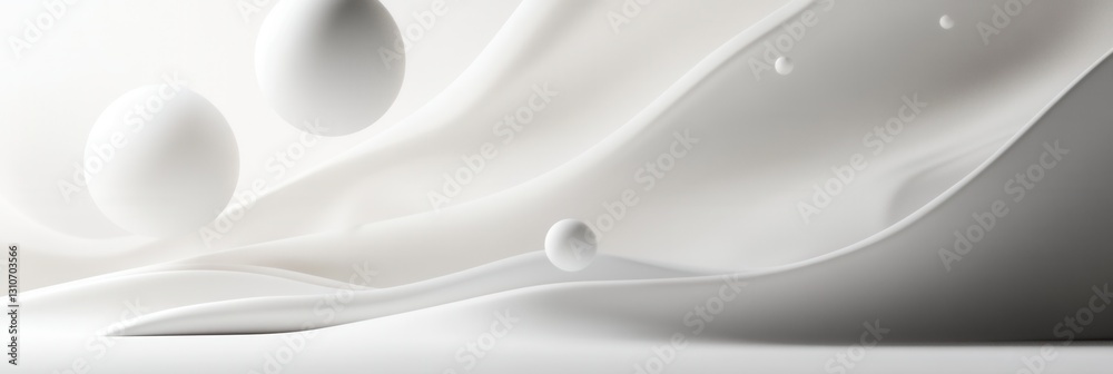 Fototapete futuristic design showcasing minimalist floating 3d shapes with soft shadows and light reflections o