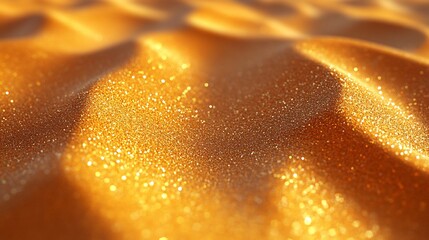Golden fabric shimmers subtly under warm sunlight creating a luxurious texture. AI Generated