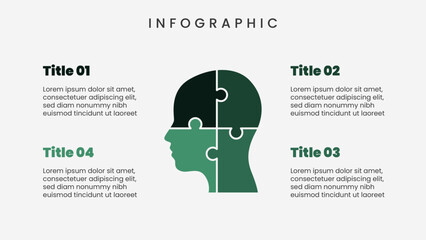 Modern infographic template with head puzzle illustration