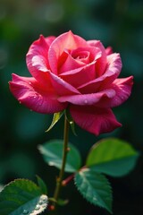 Fototapeta premium Dew drops cling to the intricate details of a rose flower in early morning dew, dew, drops