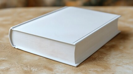 Fototapeta premium Softly lit blank book rests subtly on warm surface. AI Generated