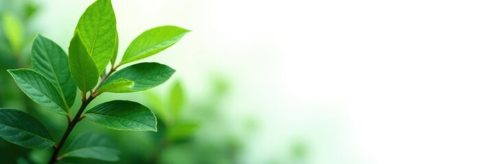 Fototapeta premium lush green plant with leaves on white background, floral, nature photography