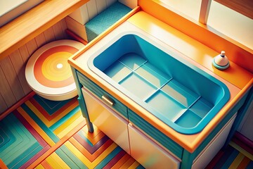 Modern Geometric Nursery Changing Table Contour Lines - Stylish Baby Furniture Design