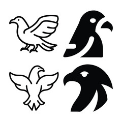 Four Simple Line Art Bird Silhouettes