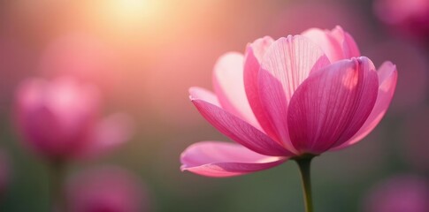 Fototapeta premium Soft pink petals unfurl in gentle morning light, flora, flowers, spring