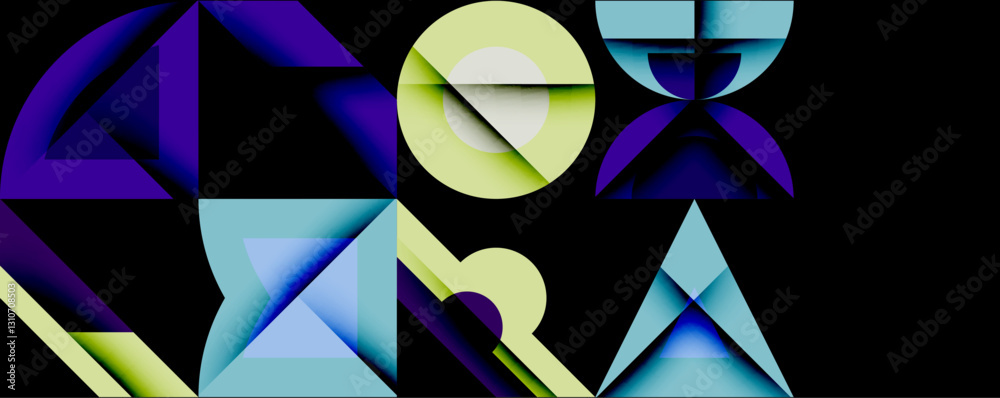 Aufkleber Minimal geometric abstract background. Circle square and triangle design